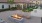 outdoor fireplace near sunset